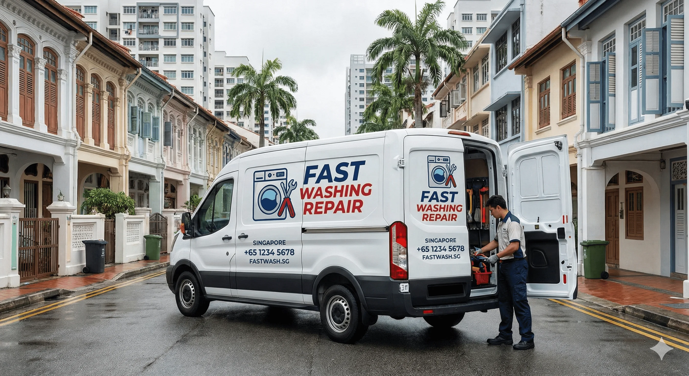 Professional appliance repair technician at work